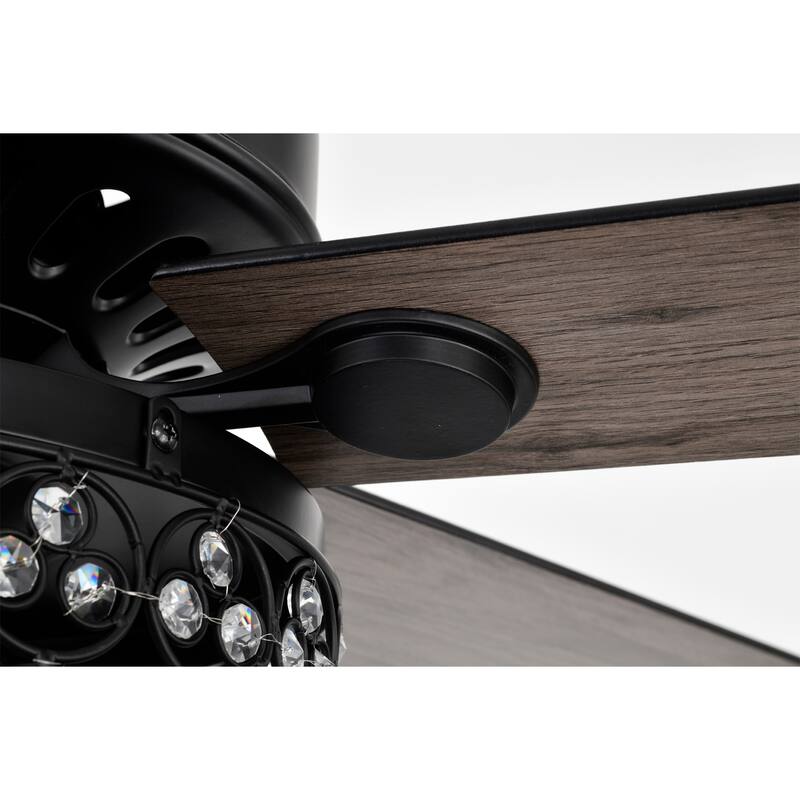 Hasna 29 Inch Modern-Contem Style Matte Black Oil rubbed Finish Crystal Ceiling Fan with Remote