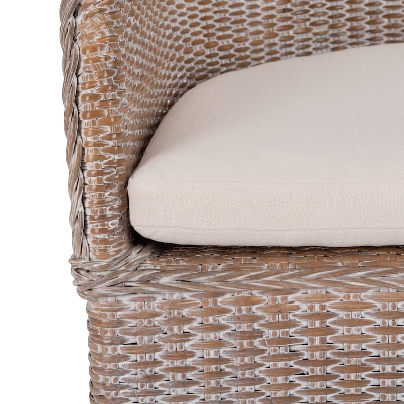 SAFAVIEH Aglaja Rattan Accent Chair with Cushion - 22" W x 26.8" L x 33.5" H - 22Wx27Dx33H