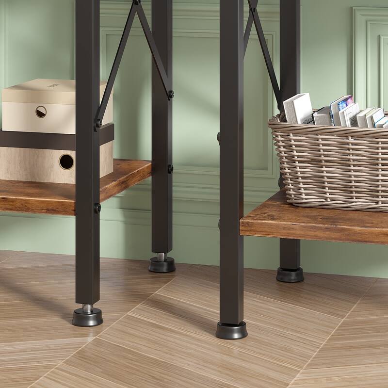 VECELO X Frame Nightstand with Removable Fabric Drawer Easy to Clean Nightstand Multifunctional End Table with Open Shelf