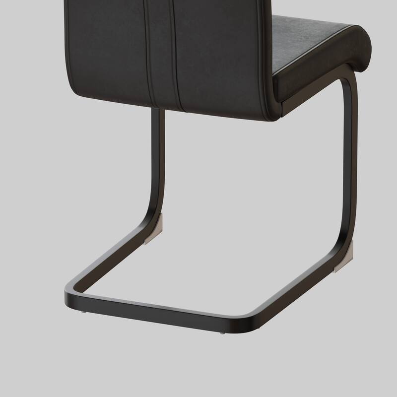 Modern Style Faux Leather High Back Dining Chairs Set of 2 with Black Metal Legs for Dining Room