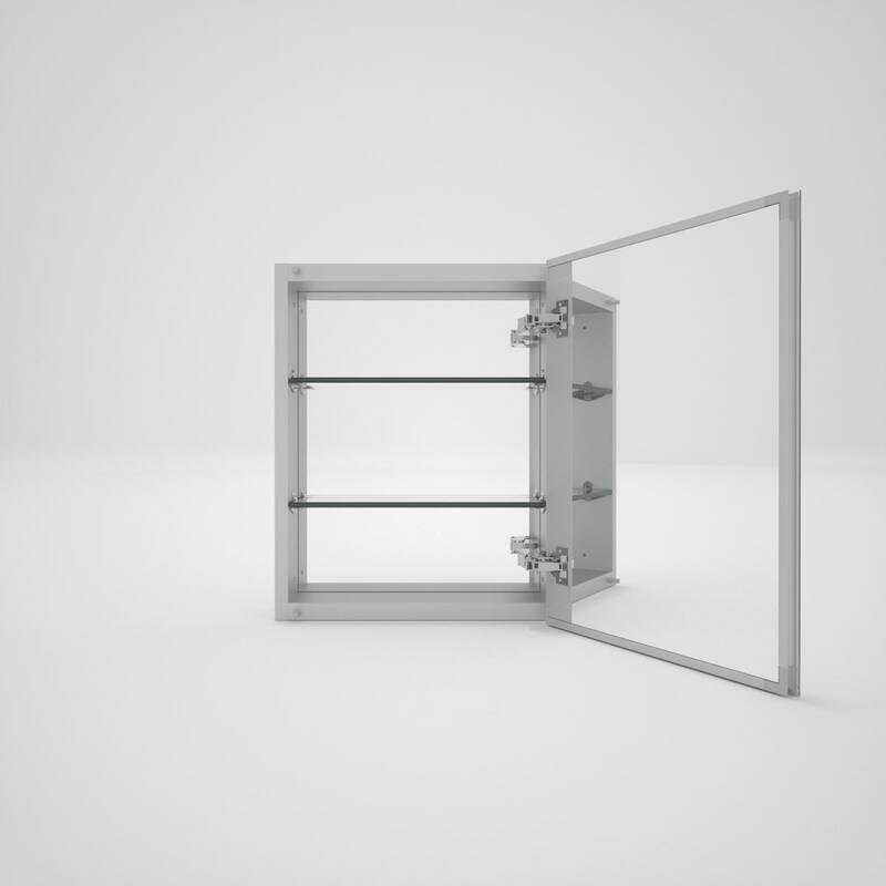 16" x 20" Rectangular Aluminum Surface Mount Medicine Cabinet with Mirror and Shelves - 16" x 20"