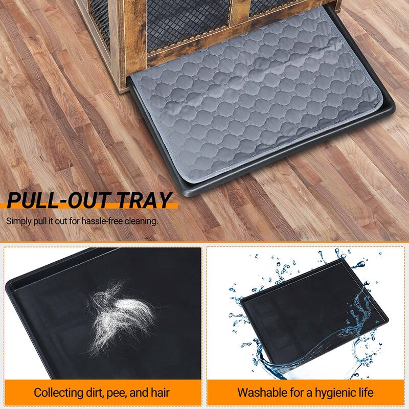 Indoor Aesthetic Puppy Kennel Furniture Dog Cage with Tray and Door