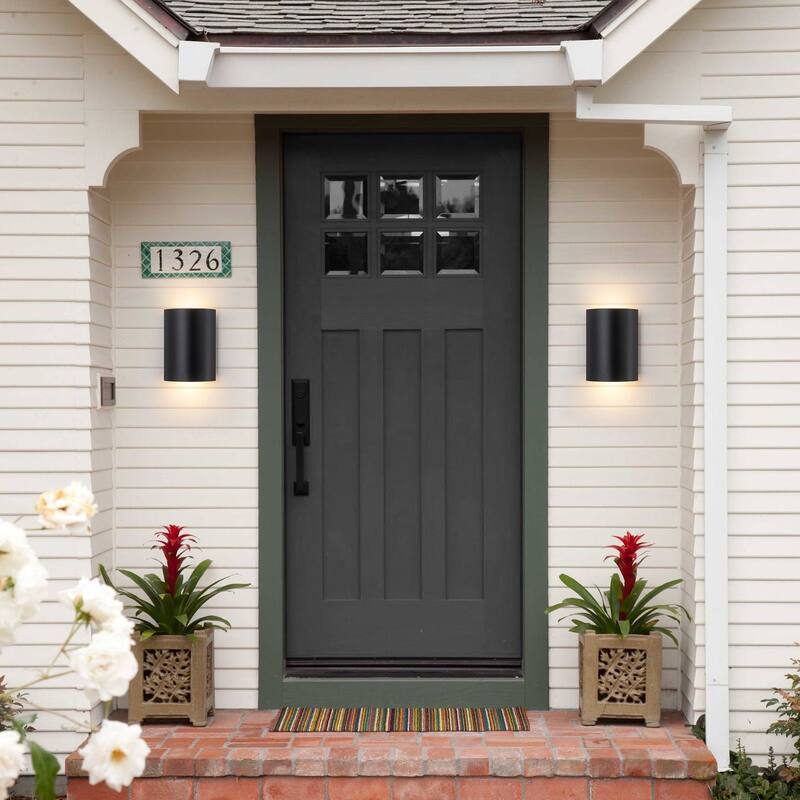 2-Light Black Dimmable Modern LED Outdoor Wall Sconce