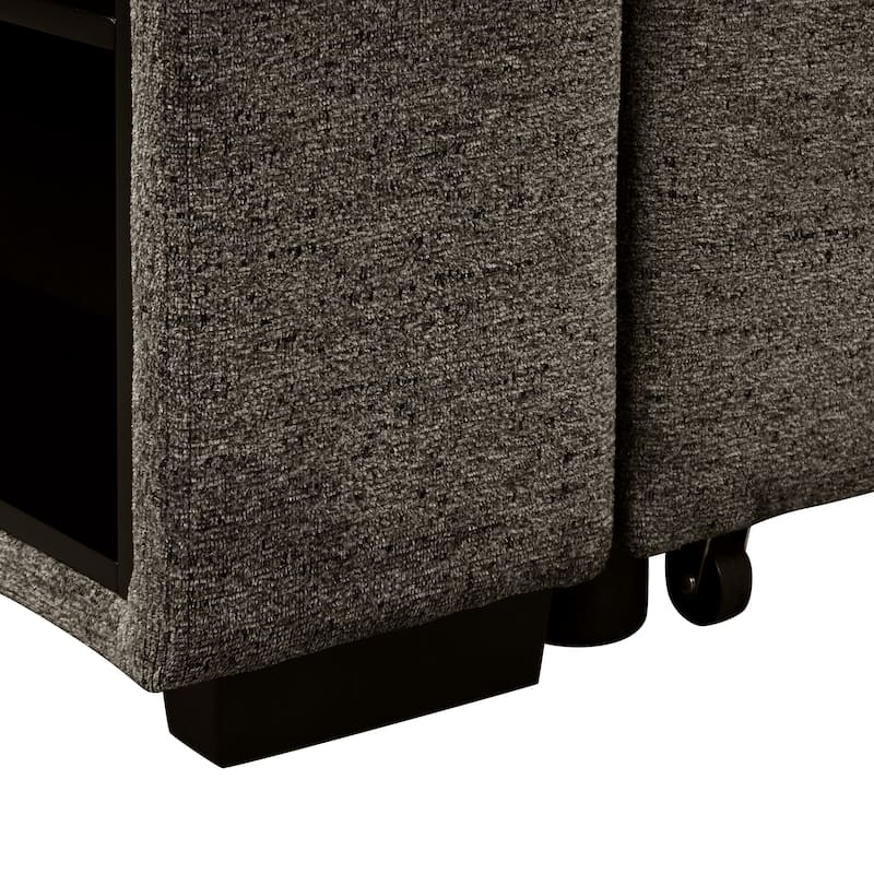 95" Velvet Sectional Sofa with Storage Chaise and 2 Stools and Reversible L-Shape Sofa Bed