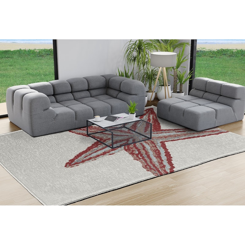 Large Starfish Nautical Chenille Rug