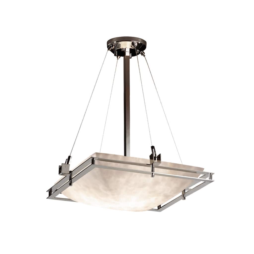 Clouds Metropolis 18-inch Brushed Nickel Square Pendant Bowl, Clouds Shade