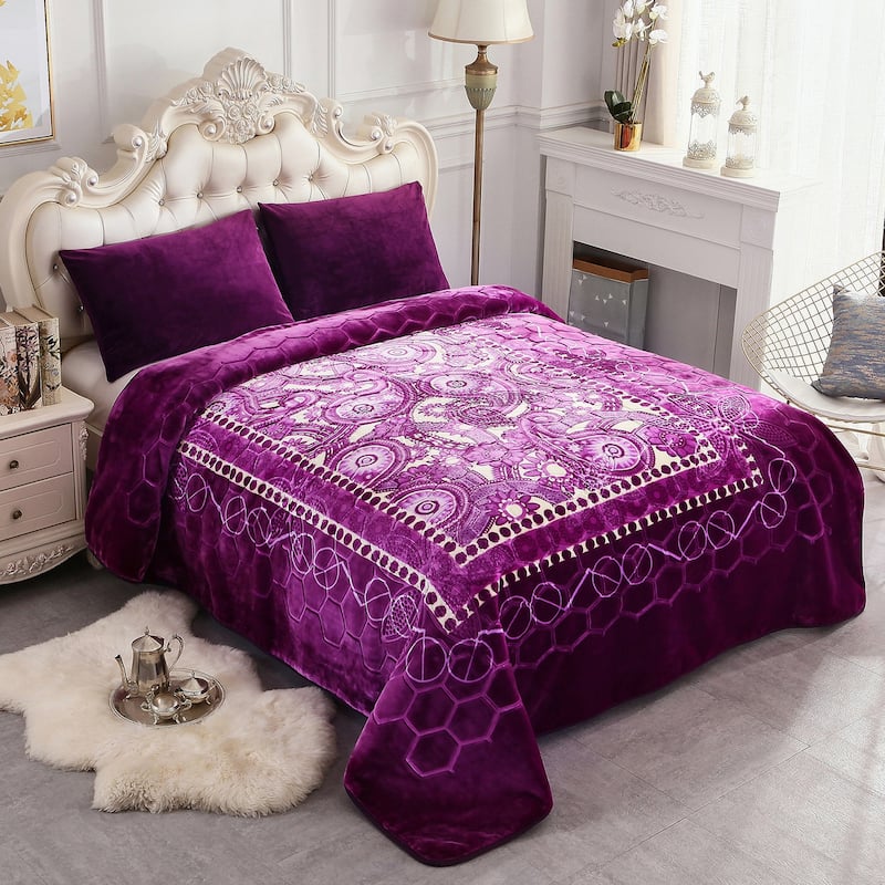 Heavy Crafted Thick Floral 9-pound Winter Fleece Blanket 85"x95"