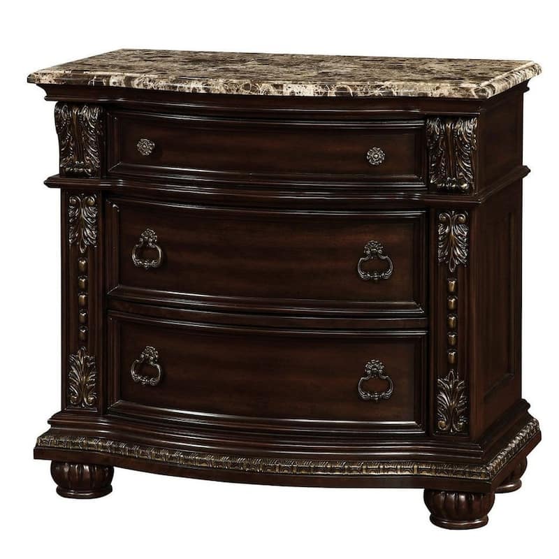 1pc Nightstand Solid wood 3-Drawers