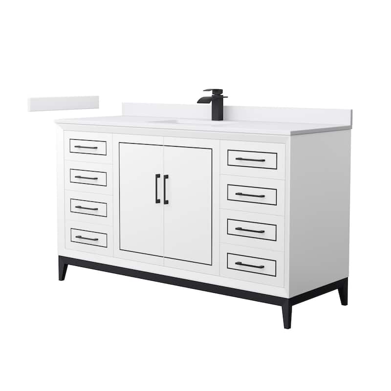 Wyndham Collection WCH515160S-VCA-UNSMXX Marlena 60" Free Standing - White / White Cultured Marble Top / Matte Black - Painted