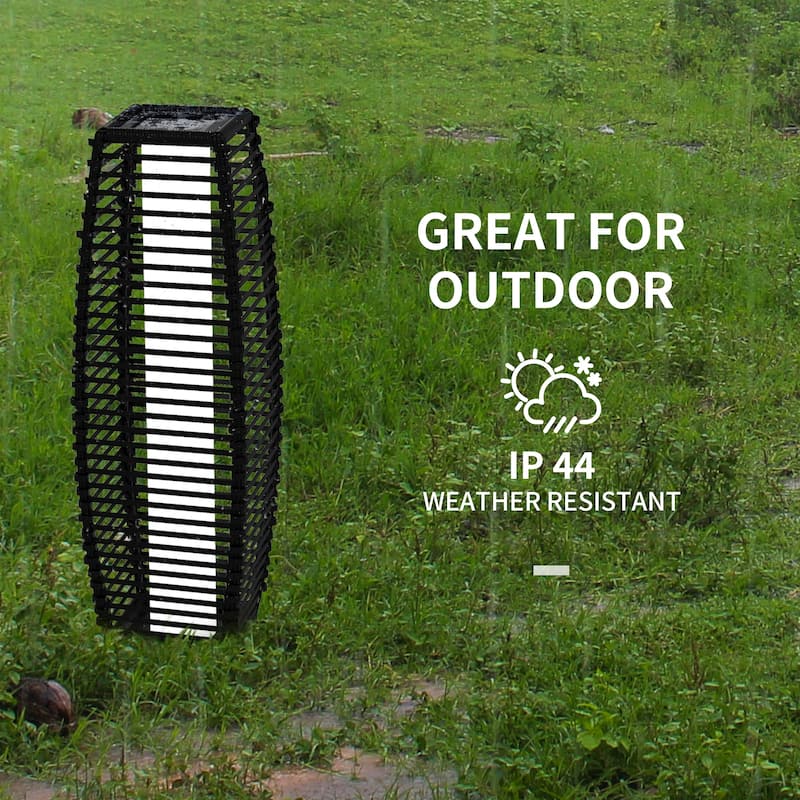 Outsunny Solar Floor Lamp, Outdoor Rattan Garden Lantern Pathway Light & Decorative Driveway Lighting