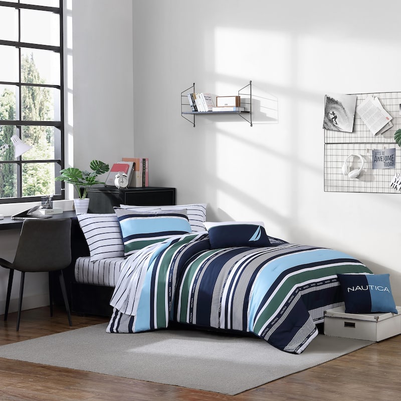 Nautica Elliot Reversible Navy Comforter Bonus Set