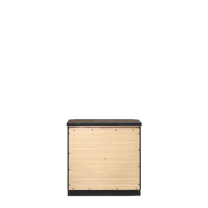 Wooden Nightstand in Rustic Walnut with English Dovetail Drawers, Undermount Metal Glide, and Safety Stop