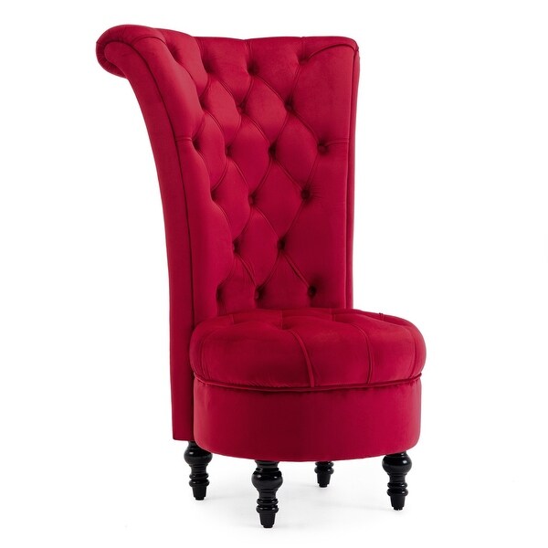 BELLEZE Armless Contemporary Upholstered Nailhead Accent Chair Tufted High Back, Red