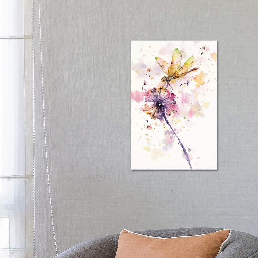 iCanvas "Dragonfly and Dandelion" by Sillier Than Sally Canvas Print