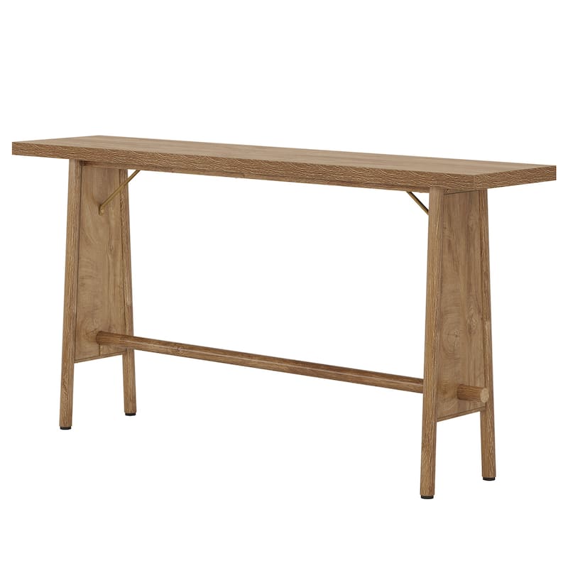 63" Long Wood Console Sofa Table with Metal Legs for Entryway