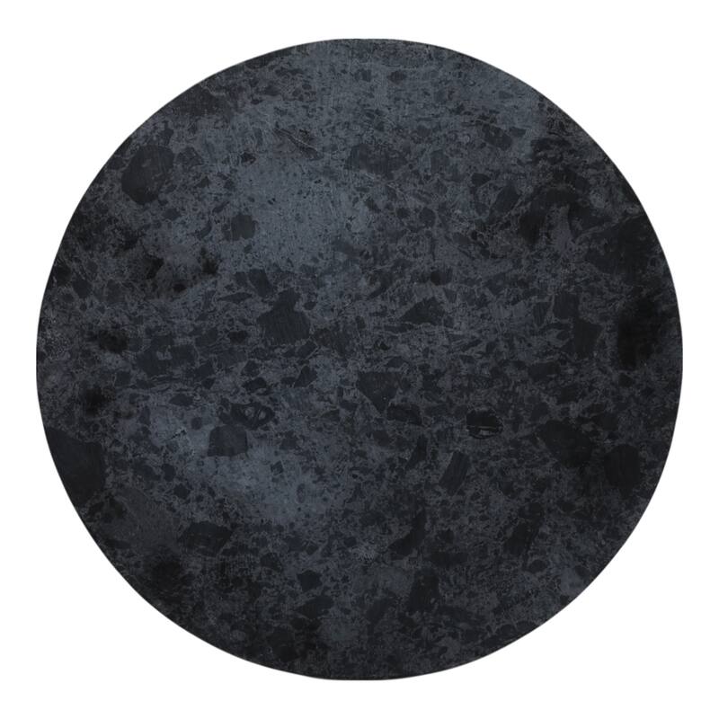 Marble Wood Round Decorative Tray with Modern Leg Detail - 3" Black - 10.0"