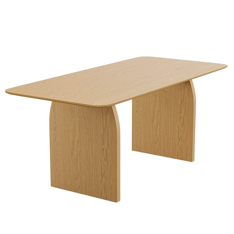 HomeRoots 66" Natural Solid Wood Double Pedestal Base Dining Table - 66.38 in. x 29.72 in. x 33.19 in.