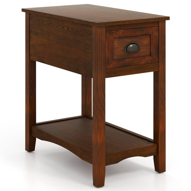 Gymax Contemporary Chair Side End Table Compact Table w/ Drawer