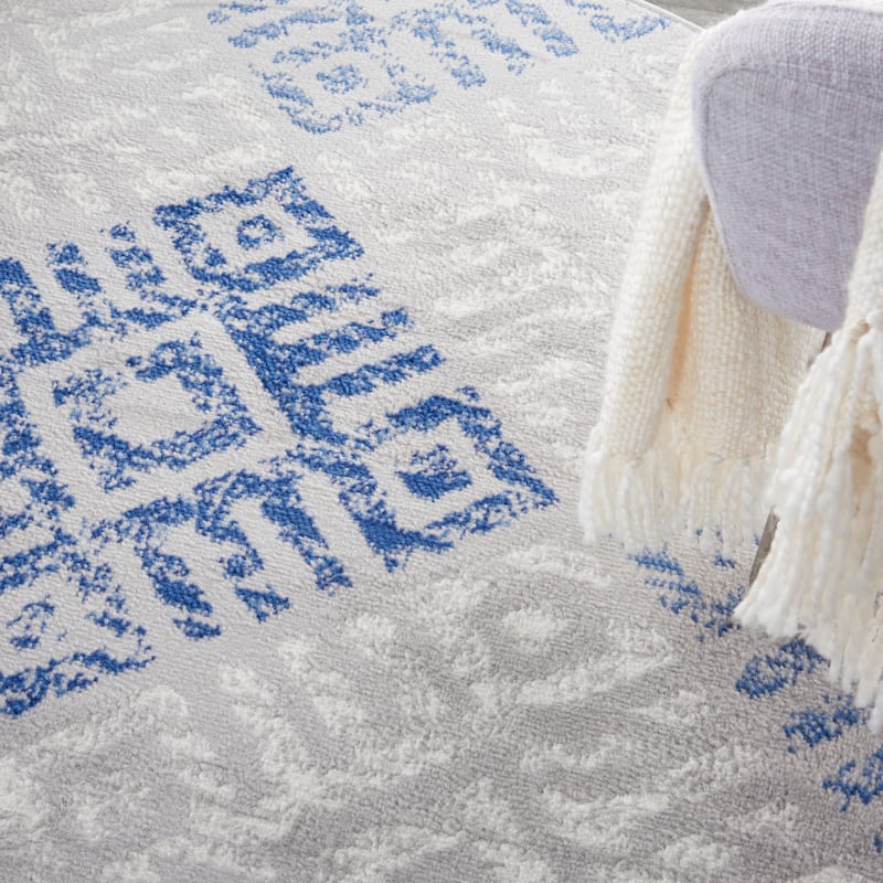 Nourison Whimsicle Boho Geometric Grey Blue Area Rug