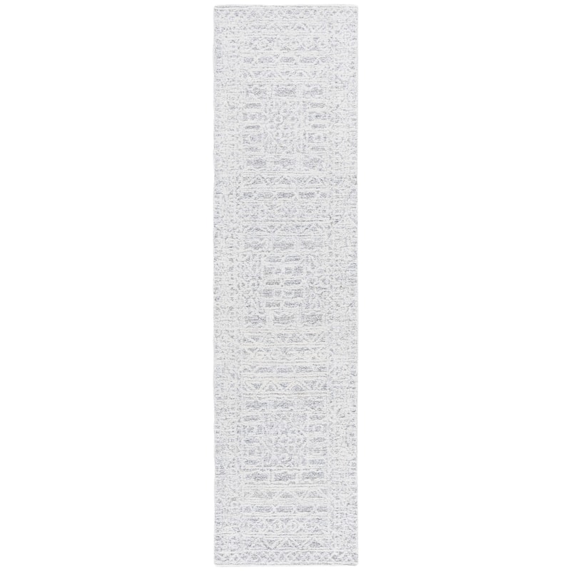 SAFAVIEH Handmade Ebony Graziana Wool Rug - 2'3" x 9' Runner - Ivory/Grey