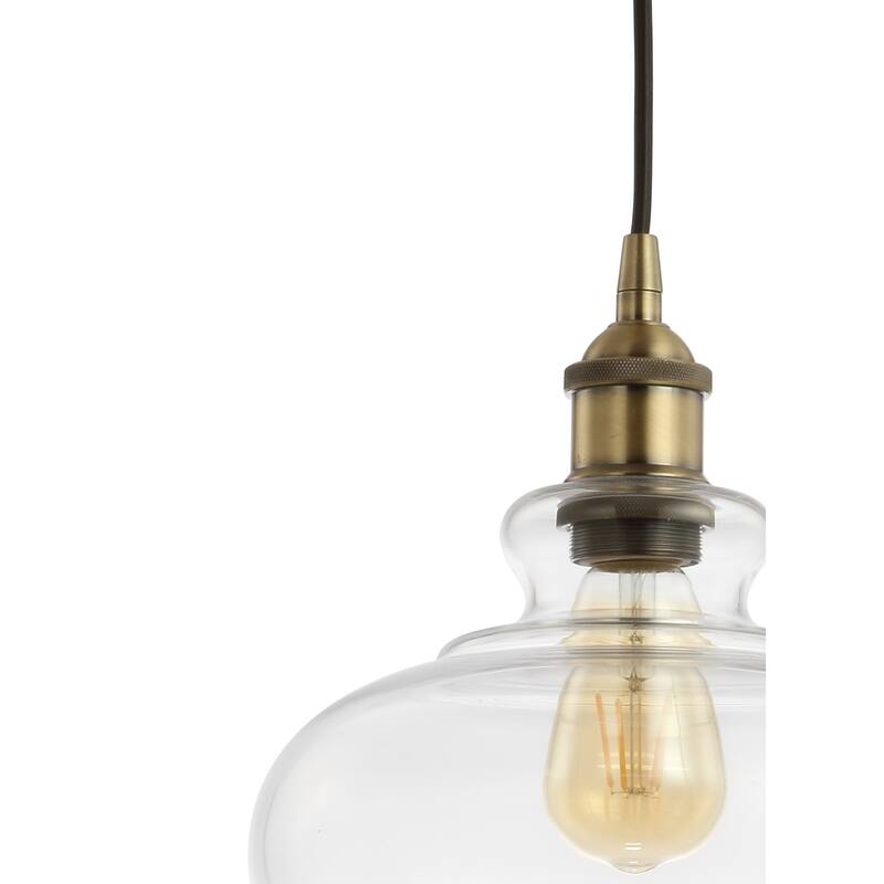 Kurtz 9.5" Pharmacy Metal/Glass LED Pendant, Chrome by JONATHAN Y