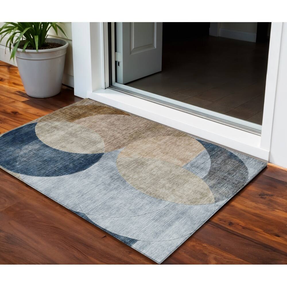 HomeRoots Geometric Transitional Rectangle Outdoor Rug