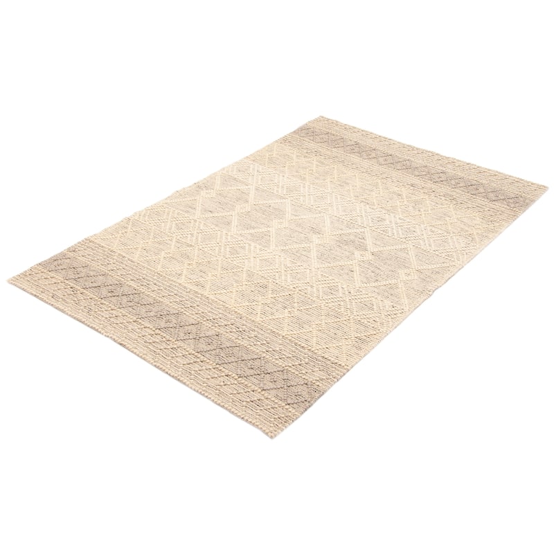ECARPETGALLERY Braid weave Sienna Cream Wool Rug - 5'1 x 7'9