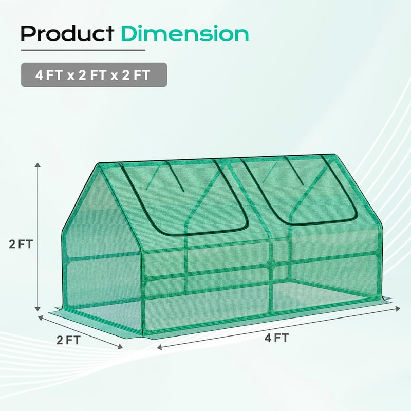 Aoodor 4 ft. x 2 ft. x 2 ft. Mini Greenhouse 2 Zipper Doors