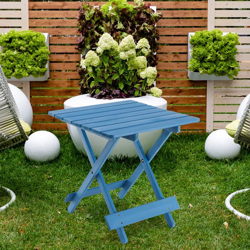 Folding Square table Patio Outdoor solid wood table for Backyard, Balcony, Portable Design Space