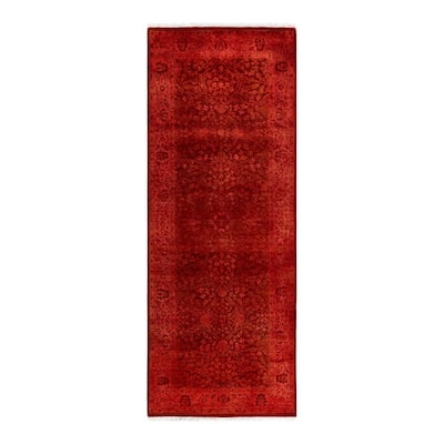 Contemporary Overdyed Wool Hand Knotted Runner - 3' 0" x 8' 3"