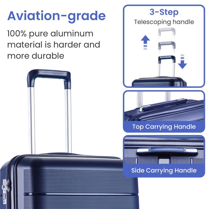 4 Piece Luggage Sets(14/20/24/28), PP Lightweight Expandable Suitcase Set with Spinner Wheels and TSA Lock