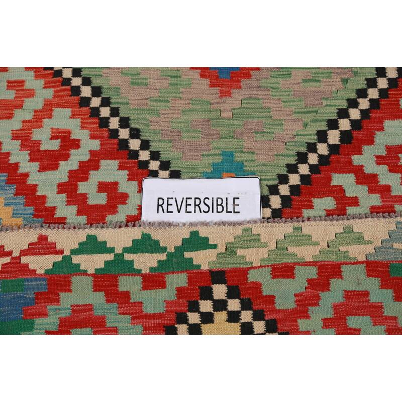 Kilim Oriental Area Rug Flatweave Multi-Color Wool Carpet - 5'10" x 8'7"