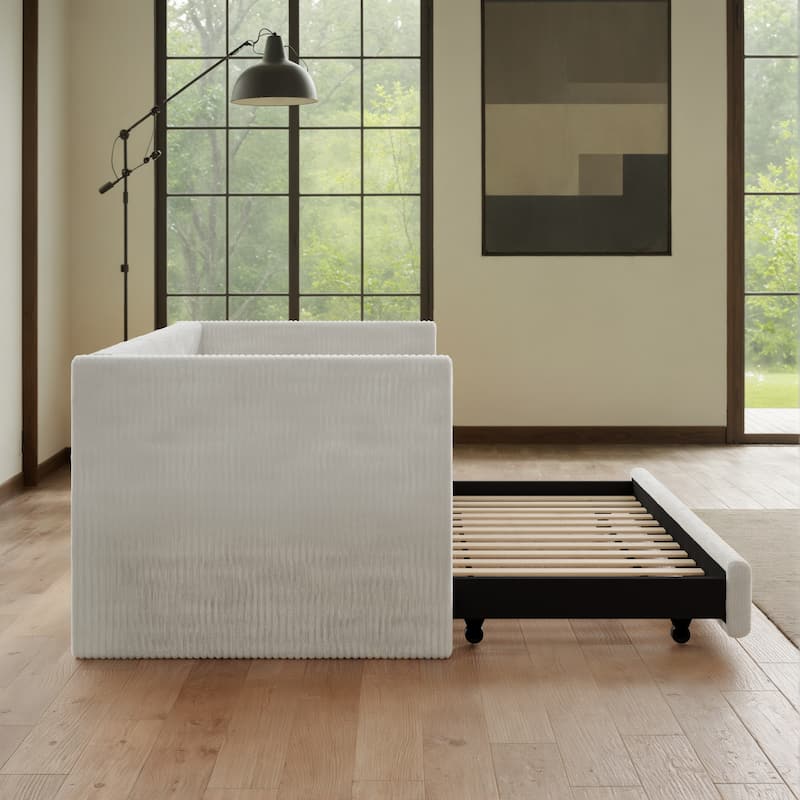 Corvus Somme Corduroy Upholstered Daybed with Trundle