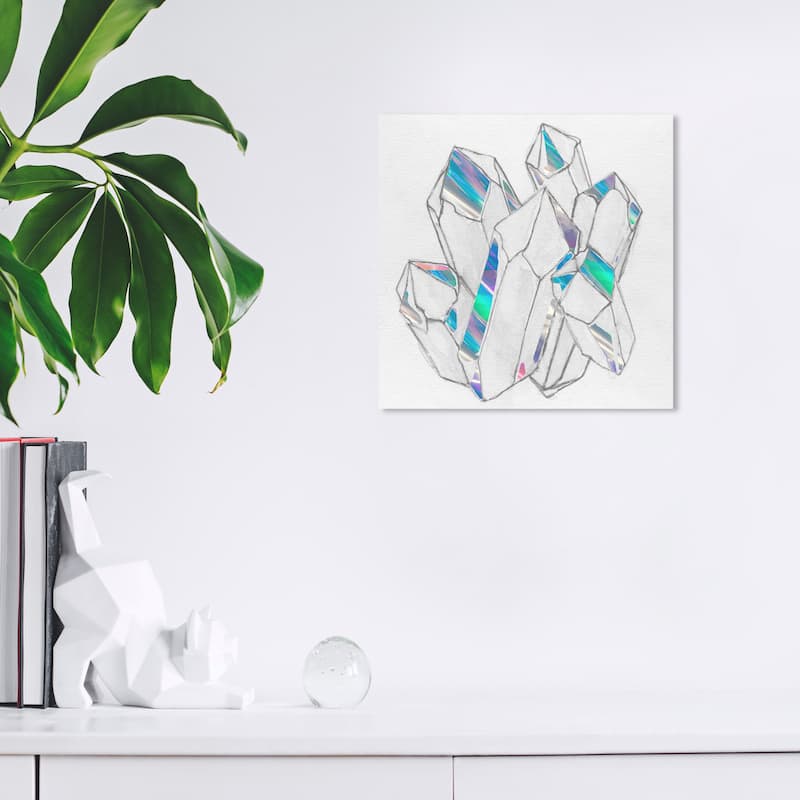 Wynwood Studio Canvas Fashion and Glam Quartz Holo Dream Gray and Metallic Silver Modern & Contemporary Wall Art Canvas Print - 12 x 12