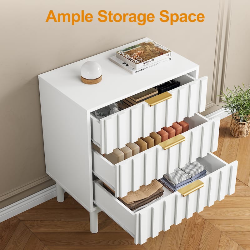 3 Drawer Dresser with Fluted Panel Design