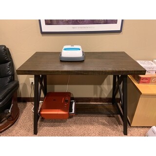 Furniture of America Mern Rustic Oak Solid Wood Counter Table