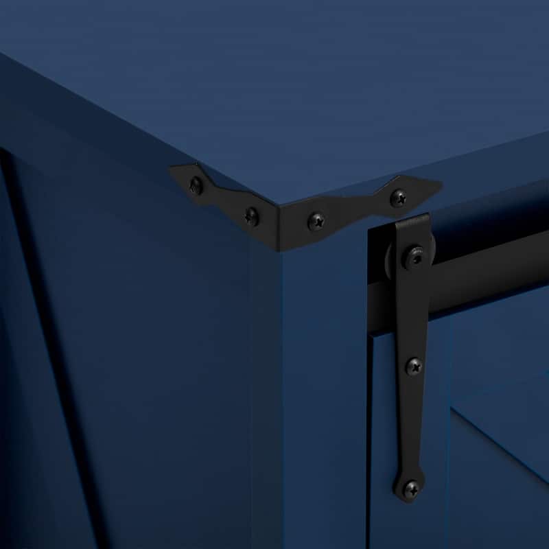 Farmhouse 55.1" Sideboard with Sliding Barn Doors and Storage Drawers, Wood Buffet Table with Power Outlet