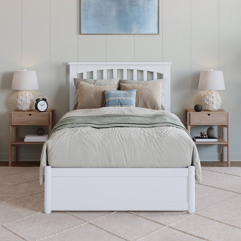 Everett Platform Bed with Panel Footboard and Twin XL Trundle