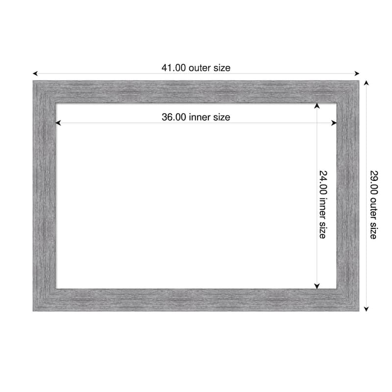 Amanti Art Bark Rustic Char Framed Dry Erase Magnetic Board - 41 x 29 in - Bark Rustic Grey
