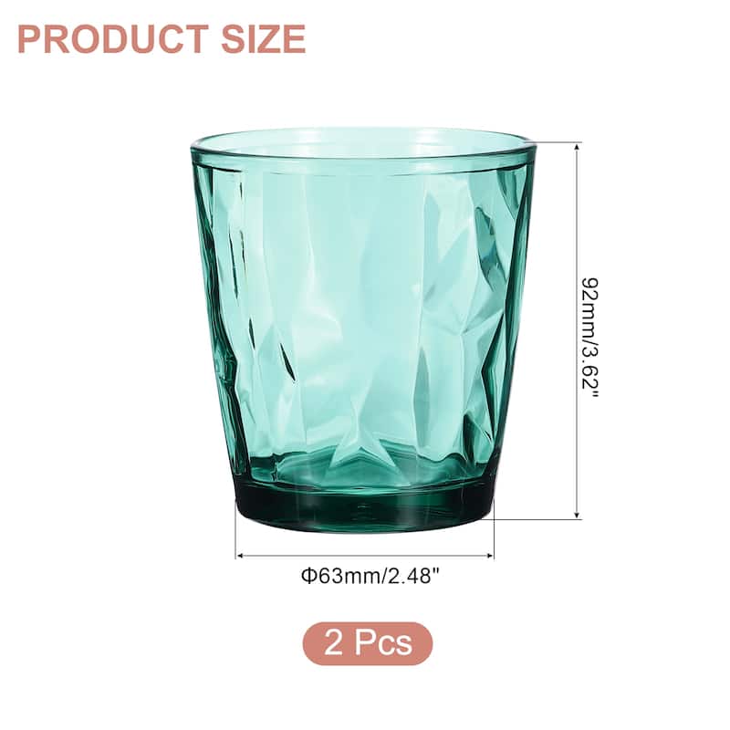 2Pcs Acrylic Drinking Glasses Plastic Reusable Tumblers - Cyan - 10oz