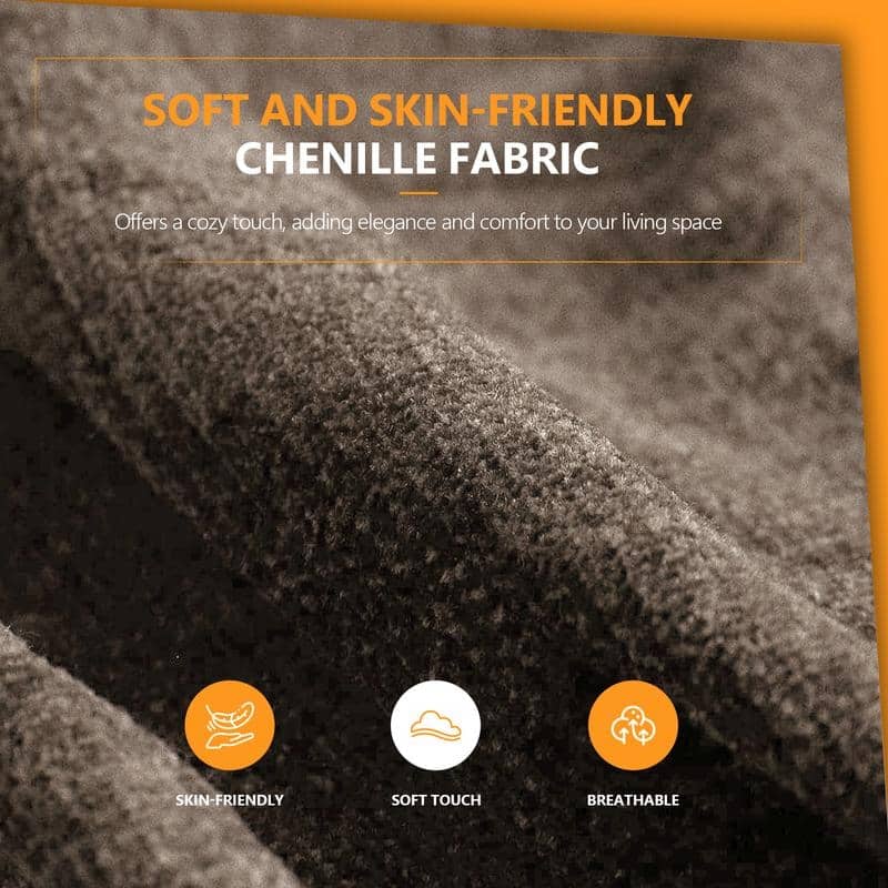 Chenille Upholstered Skirted Arm Chair Accent Chair With Thin Arms For Living Room