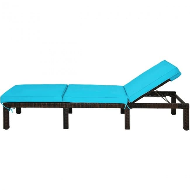 Outdoor Wicker Chaise Lounger with Adjustable Backrest for Relaxation - 77.5" x 26" x 14"-32" (L x W x H)