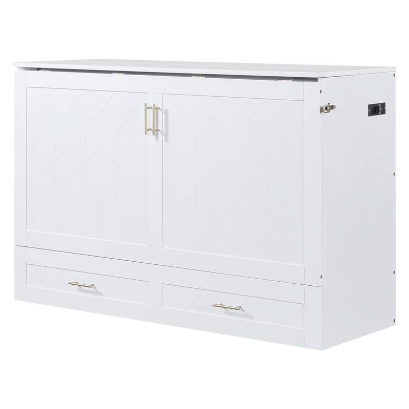 Murphy Bed with Pulley Design, Drawer & USB Ports
