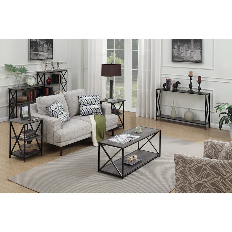 Wedge End Table - Modern Side Table with Shelf - Black/Gray Accent Furniture - 23.75