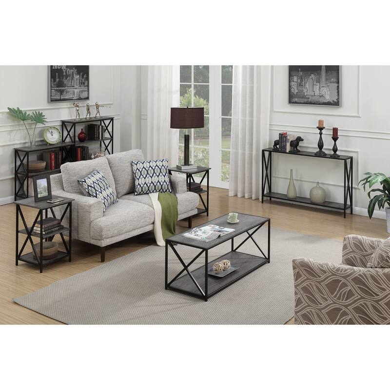 Wedge End Table with Shelf - Modern Accent Table, Metal Frame, Living Room, Bedroom Decor - 23.75