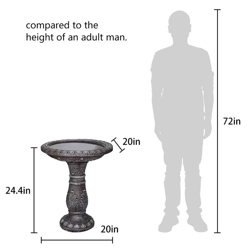 Outdoor Bird Bath for Garden Decor 24.4in H Concrete BirdBath for Patio