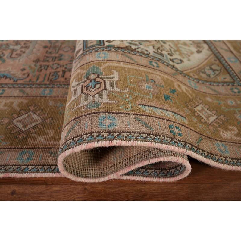 Distressed Tabriz Persian Vintage Area Rug Hand-Knotted Wool Carpet - 6'5" x 9'3"