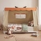 preview thumbnail 16 of 18, Gymax Twin Size House Floor Bed w/ TentWood Bed Frame w/ Roof Window &