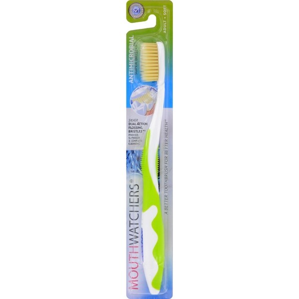 Mouth Watchers Antibacterial Adult Toothbrush Display Case - Green - Case of 20