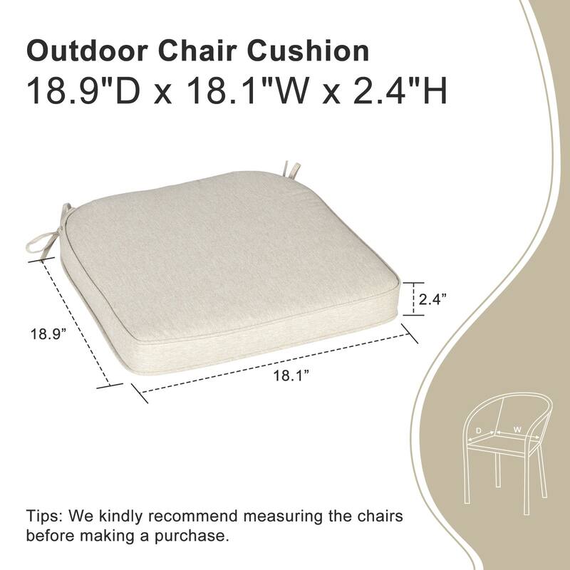 Aoodor Outdoor Dining Chair Cushions Set of 2, Waterproof Patio Furniture Seat Cushions, 18 x 19 inch